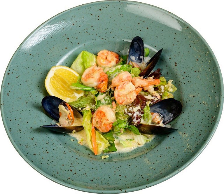 Ю С морепродуктами в сливочно-имбирном соусе