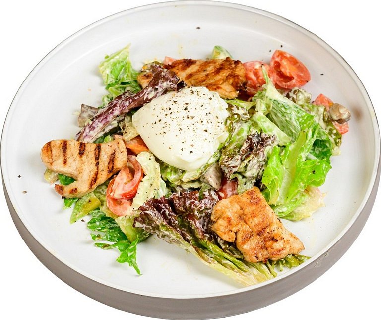 Ю Салат теплый с индейкой и яйцом пашот