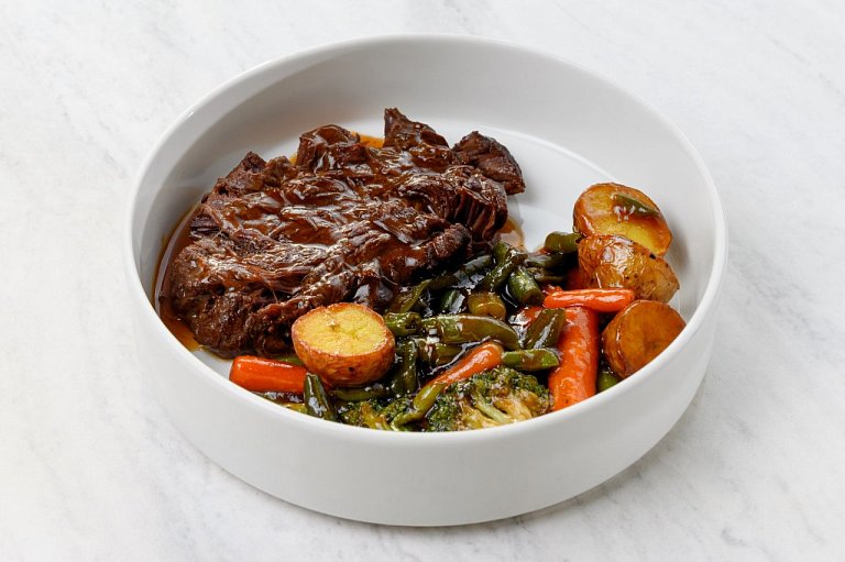 К Томленые щечки с карамелизированными овощами 