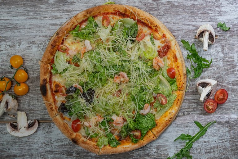 П Пицца Цезарь с креветками